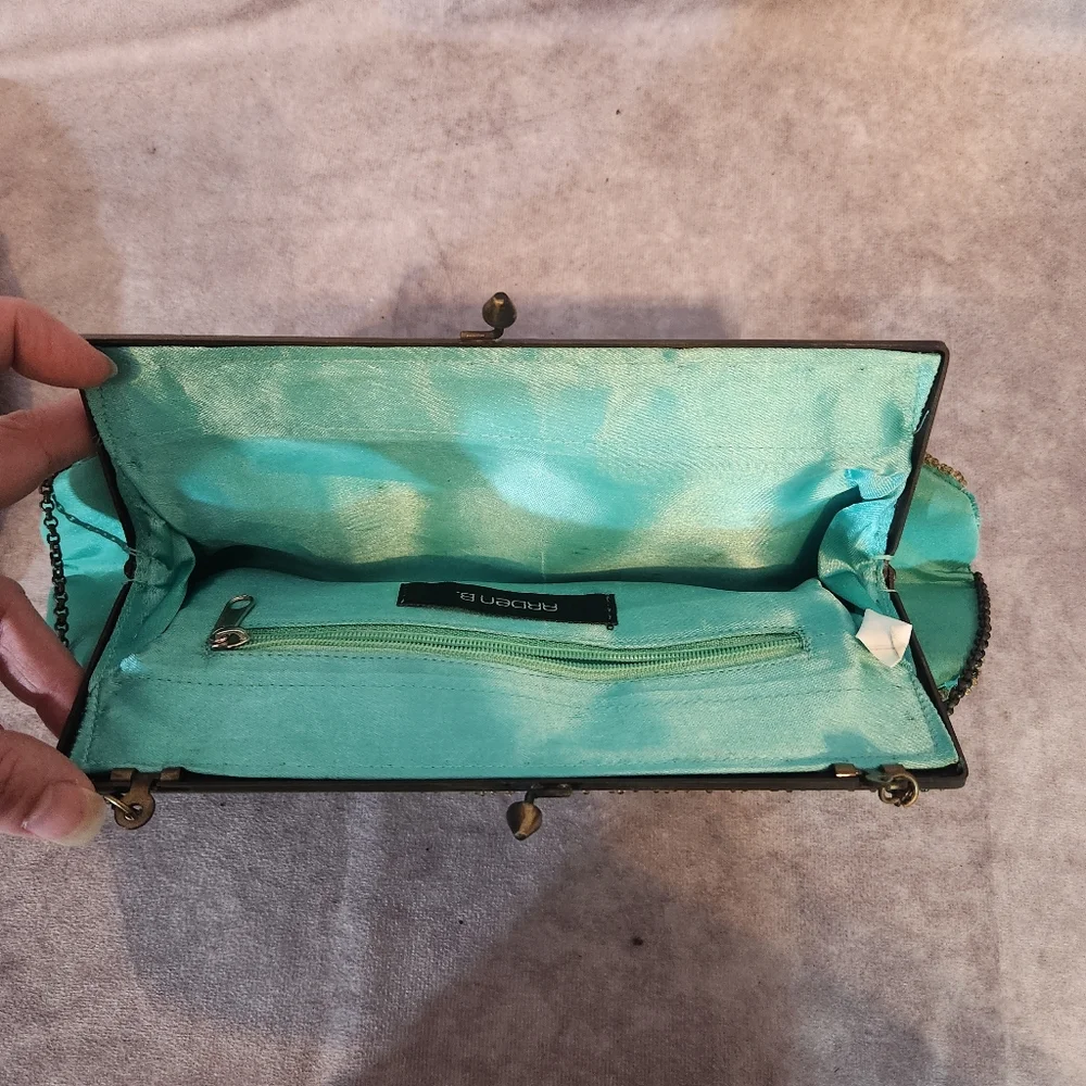 Elegant Green Floral Sequined Clutch‎ Arden B.